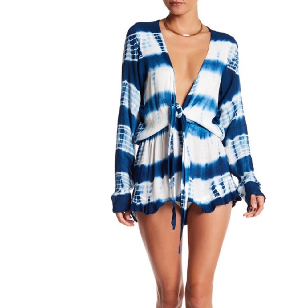Raga Anthropologie Tie-Dye Plunge Romper Medium NWT - Picture 2 of 10